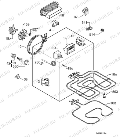 Взрыв-схема плиты (духовки) Zanussi ZOB668QX - Схема узла Electrical equipment 268